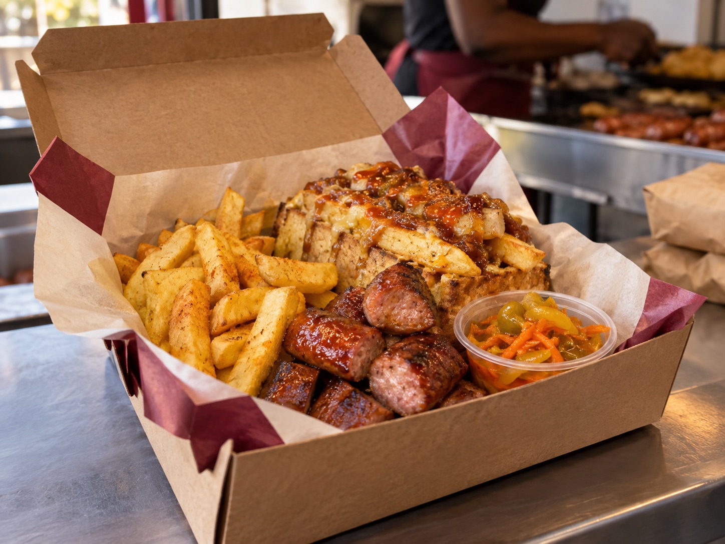 Chips and Russians prepared for local takeaway customers
